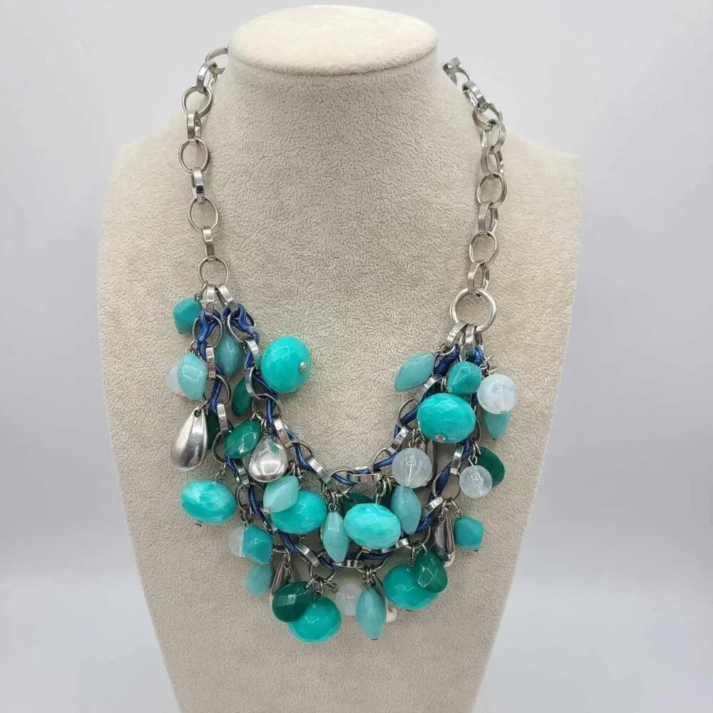 Lane Bryant Chunky Beaded Silver Tone Necklace